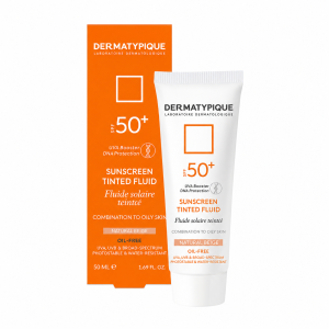 فلوئید ضد آفتاب spf 50 رنگ طبیعی مناسب پوست چرب درماتیپیک