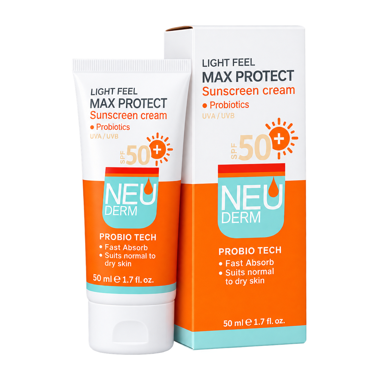 download کرم ضدآفتاب spf 50 (محافظ قوی) بی رنگ مناسب پوست خشک و معمولی نئودرم - تصویر 1