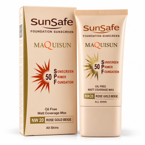 ضد آفتاب spf 50 رنگ بژ رزگلد مناسب انواع پوست سان سیف